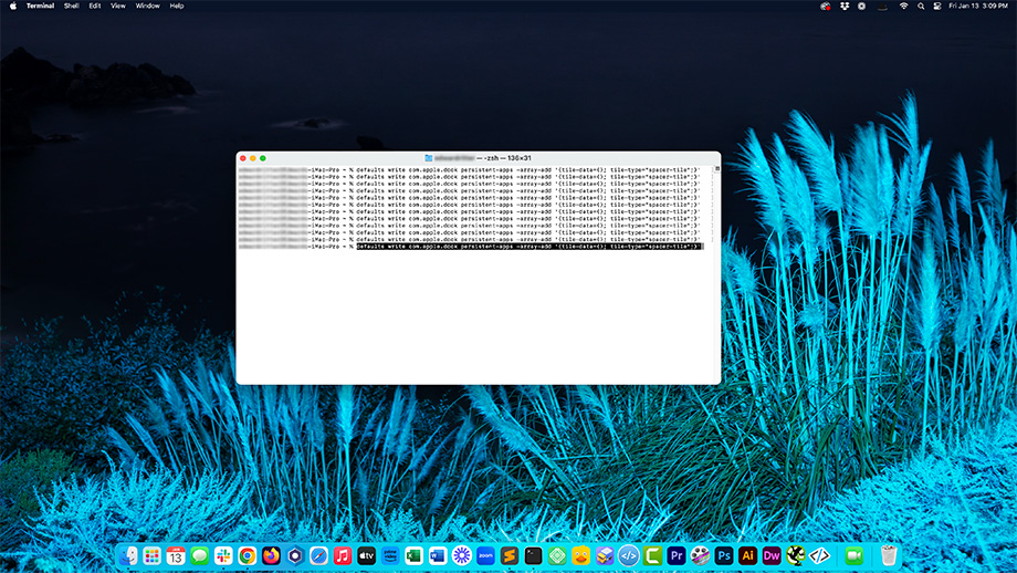 Adding Spacer in Terminal