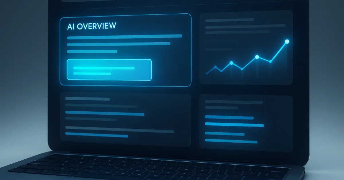 AI Overviews optimization concept showing AI-generated search summaries highlighting cited content.